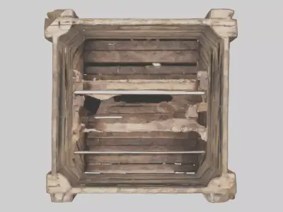 Dilapidated Wooden Crate Model Low-poly 3D model