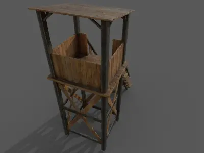 Wooden Guard Tower 3D model Low-poly 3D model