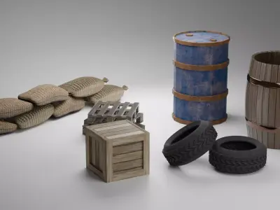 PBR Industrial Barrels Pack 3D model