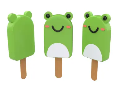 Cartoon Frog Ice Cream Cute Low-poly 3D model