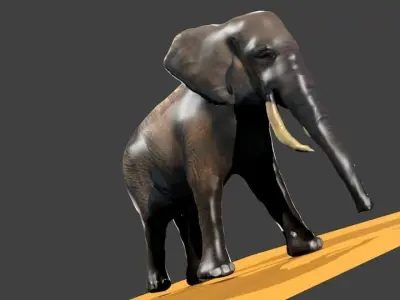 3d model metal Elephant Low-poly 3D model