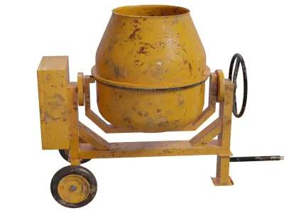 Portable Concrete Mixer Low-poly 3D model