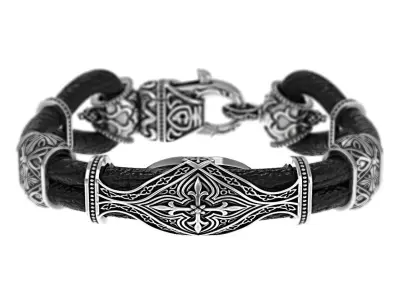 Stylish antique bracelet with patterns cross 387 3D print model