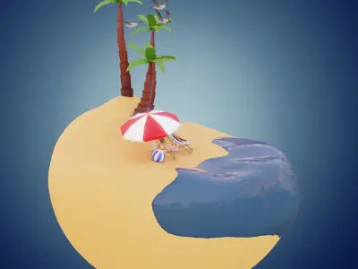 Low-poly scene - Surfland Low-poly 3D model