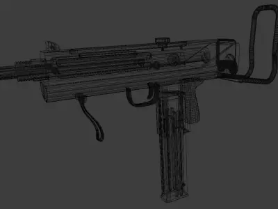 MAC-10 gun on table 3D model