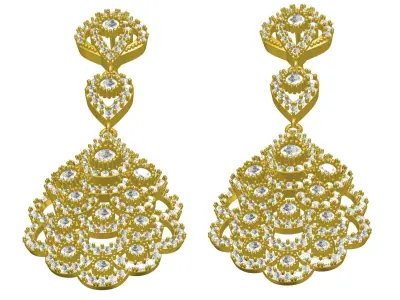 Antique Art Deco Diamond Stud Earring 3 3D print model