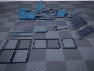 Modular Platform Low-poly 3D model