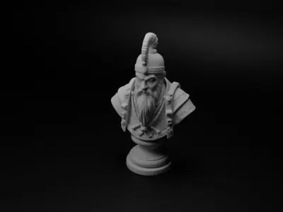 Mongol Shaman Warrior Bust Chess 3D print model buy