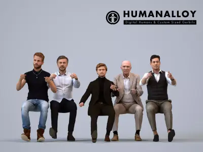 Basics0034 - A set containing 5 models of male people driving 3D model