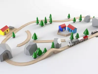 Wooden Toy Train 3D model
