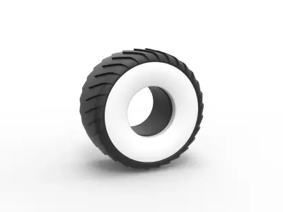 Pulling truck Whitewall tire 1 Scale 1 to 25 3D print model