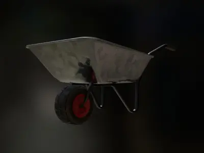 Wheelbarrow Galvanized Low-Poly PBR AR VR Low-poly 3D model