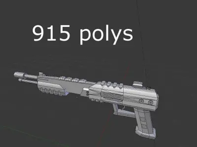 no brand low poly shotgun 2 Low-poly 3D model