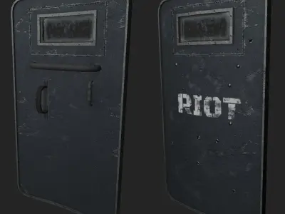 Damaged Riot Shield Low-poly 3D model