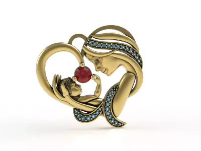 Mother and Daughter Pendant 3D print model