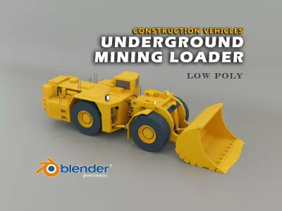 Underground Mining Loader Heavy Vehicle Low-poly 3D model