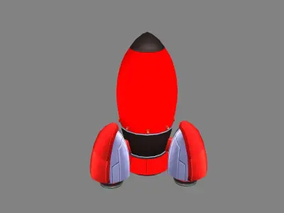 Cartoon red rocket Low-poly 3D model