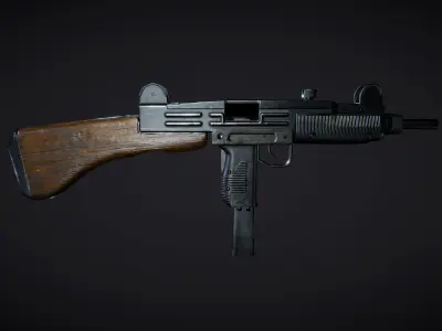 Uzi 01 Wood Stock Active 3D model