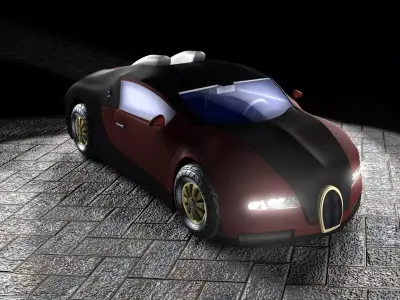 Bugatti Veyron 3D model with interior Free low-poly 3D model