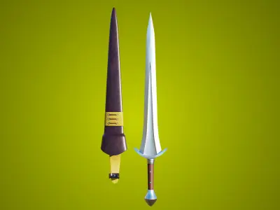 Sword 08 Game-Ready PBR Unity UE Arnold V-Ray Textures Included Low-poly 3D model