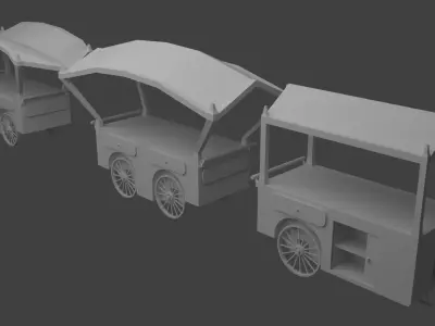 Peddler Carts Low-poly 3D model