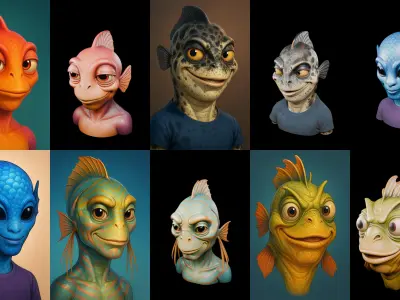 Head Fish bundle 12 pack 100 glb 3D model