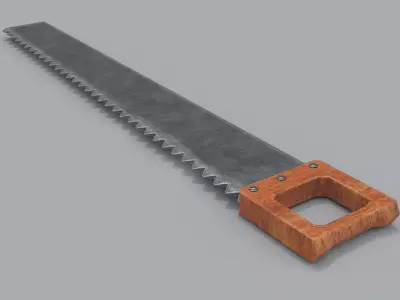 Saw PBR with wooden handle Low-poly 3D model