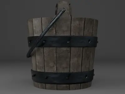 Wooden bucket Free low-poly 3D model