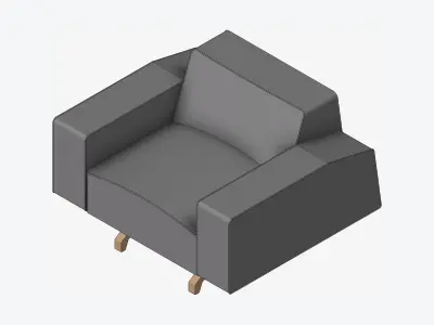 Seat - Sofa - Simplicity - Cosy - Single Low-poly 3D model