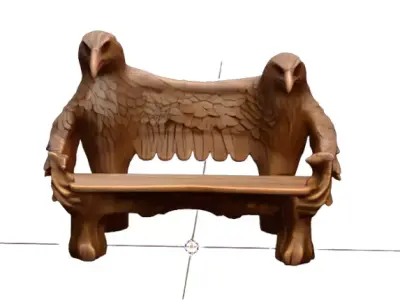Eagle Carved Wood Bench Antique Style  3D print model
