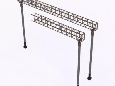 Railway Contact Wire Supports 15m 23m 30m Low-poly 3D model