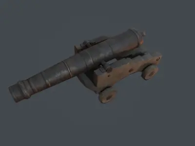 Old Cannon Low-poly 3D model get