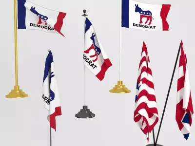 AMERICAN POLITICAL PARTY FLAGS 3D Model Pack