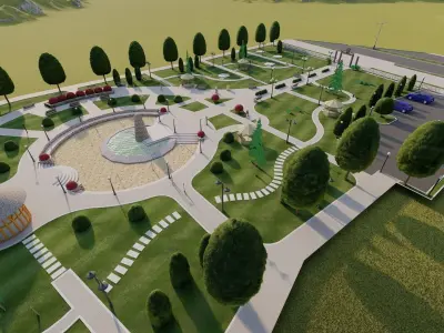 public park-Private Park Landscape 3D model 18
