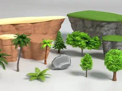 Cartoon Nature Set 3D model