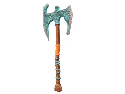 Stylized fantasy axe Low-poly 3D model