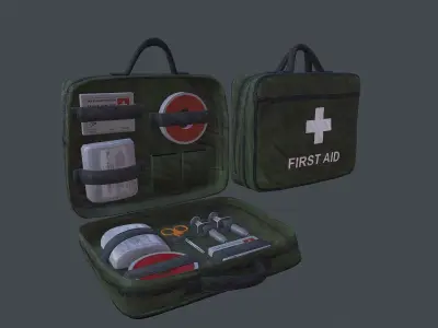 Military First Aid Kit Bag Low-poly 3D model purchase