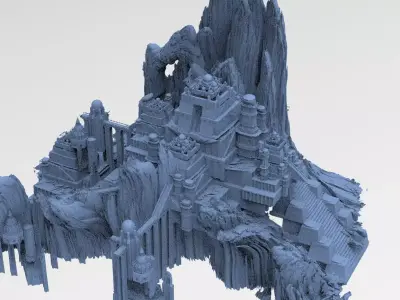 Mountain rocks Mongol Fortress 2 3D model