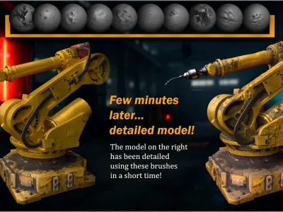 Industrial Metallic Roughness Maker 300 ZBrush brushes  3D model