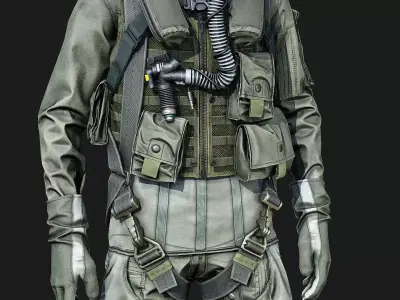 Modular US Air Force Pilot Low-poly 3D model