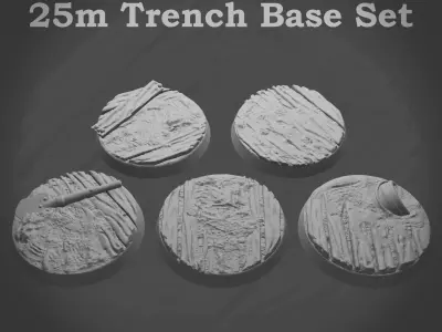 25mm trench base set Pre-supported 3D print model