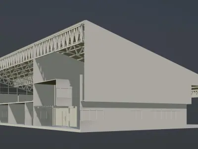 Warehouse in section cut 3D model purchase