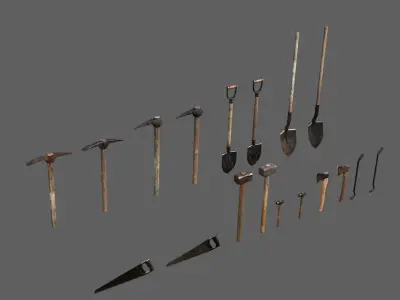 Farm and Garden Tools Low-poly 3D model