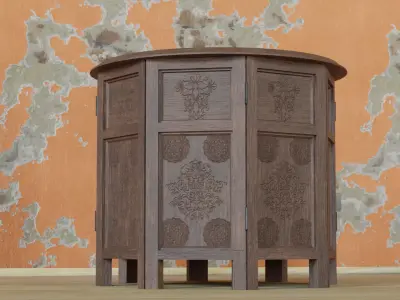 Mosaic Wooden Table Low-poly 3D model
