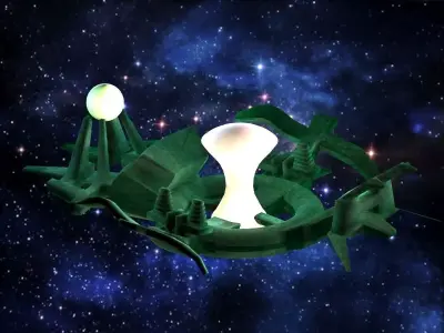 Spaceship with lamp in middle Low-poly 3D model