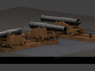 1818 NAVAL GUN Low-poly 3D model