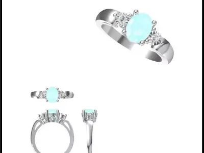 JCD Format Antique color stone rings jewelry cad cam masters 3D print model purchase