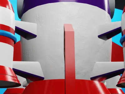 Cartoon Rocket spaceship PBR Textures 3D model