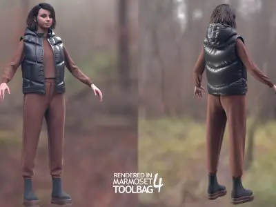 Woman in Autumn Outfit 7 Modular Rigged Free low-poly 3D model