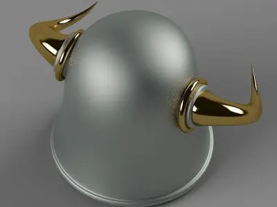 Helmet with golden horns 3D model
